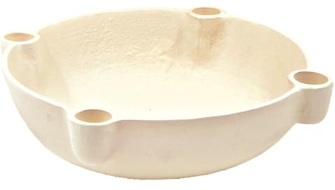 matrasa BOWL Dekoschale mit Kerzenhalter aus Aluguss Creme Weiß lackiert 24x7cm - Adventskranz Alternative Scandi