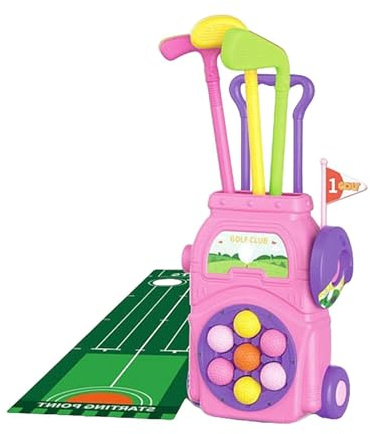 Mqiklt Set di Mazze da Golf per Bambini, Sport all'Aria Aperta, Nozioni sulle Auto, Giochi da Interno, Tutto sul Golf per Neonati, Bambini E Bambine, Rosa
