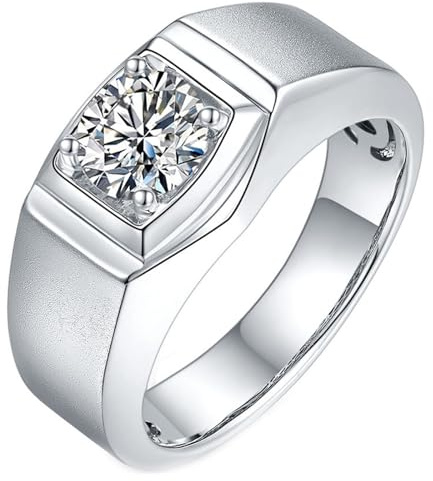 Calefee Ring Echt Gold Schlicht 585 Herren, Solitär Ring mit Labor Diamant 1 karat gr. 63 (20.1), Eheringe Echtschmuck