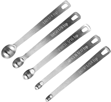 Mini kit de cuchara de metal, tamaños de 1/4 a 1/64 cucharaditas, porción de ingredientes pequeños, hardware culinario resistente, escala de proyectos de ciencia de laboratorio, mezcla de