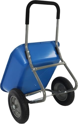 Garden Wheelbarrow - Lightweight Trolley with 85L Plastic Bucket, Puncture-Proof PU Wheel, Galvanised Frame