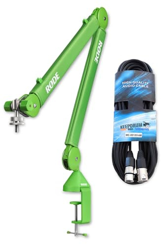 Rode PSA1+ Plus Tisch-Mikrofonarm Gelenkarm Grün mit keepdrum XLR Kabel