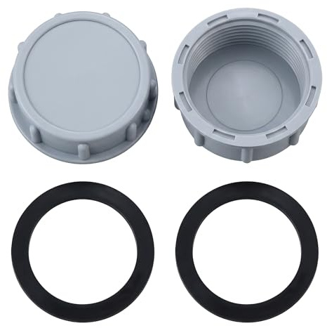 2 Pcs Plastic End Caps, Female Threaded Leak Proof Drain Seal Blanking Cap for Washing Machine Kitchen Bath Laundry Waste Pipes 54MM, PVC Drain Blanking Cap, Waste Pipe Cap, Grey Integrated Design