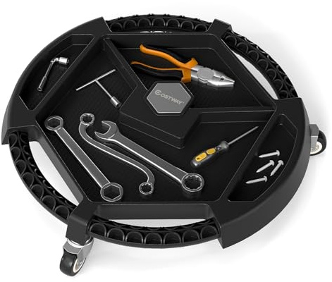 FANTASK Rollbrett Werkstatt, mobiles Montagerollbrett mit 3 Universalrädern, Mechanic Creeper, Automotive Rollwerkzeug mit 4 Fächern, tragbarer Montagerollbrett bis 14 kg belastbar für Garage