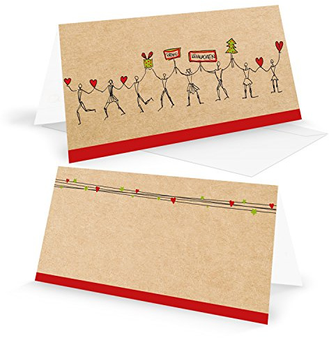 Logbuch-Verlag 5 geschäftliche Weihnachtskarten DIN lang rot Kraftpapier für Unternehmen Firmen Team Klappkarten weihnachtlich Karten