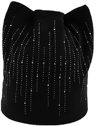 BeFur Damen Fashion Kopfkappe Winter Beanie Hut katze ohr Cape Mütze - schwarz