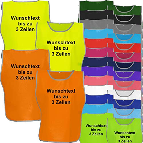 Nashville print factory Leibchen Bedruckt mit Wunschtext Brustdruck/Rückendruck | Fußball | Sport | Markierungshemd | Trikot | Trainingsleibchen | Erwachsene und Kinder (Pink, L/XL)