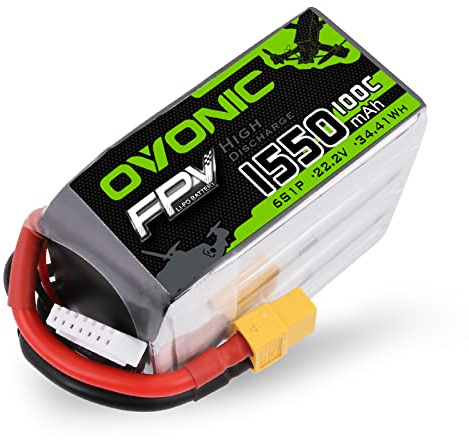 OVONIC 6s Lipo Akku 1550mAh 100C 22,2V FPV Akku mit XT60 für RC Flugzeug Quadcopter Drohne FPV Racing DIY Hobby
