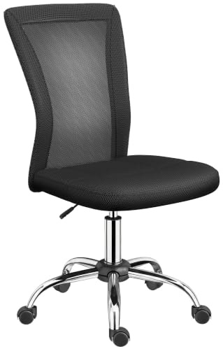 Vinsetto Ergonomic Office Chair Armless Swivel Mesh Back, Black | Computer Desk Chair, Padded Seat, Adjustable Height, Rolling Wheels, Space Saving, Home Work Study