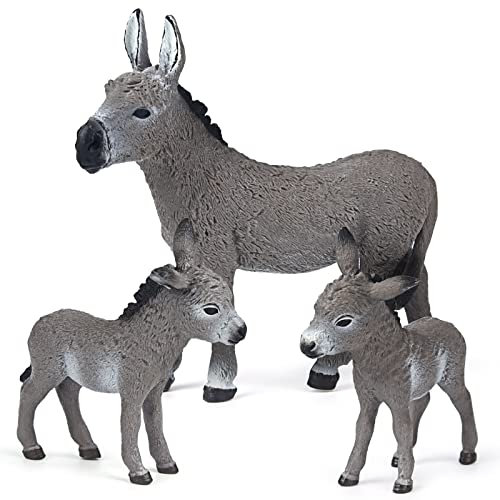 ELECLAND 3Pcs Esel Figuren Spielzeug, Bauernhof Tierfiguren Spielzeug Bauernhof Esel Tier Kuchendeckel für Geburtstagsfeier Gefälligkeiten Weihnachten Tischdekoration