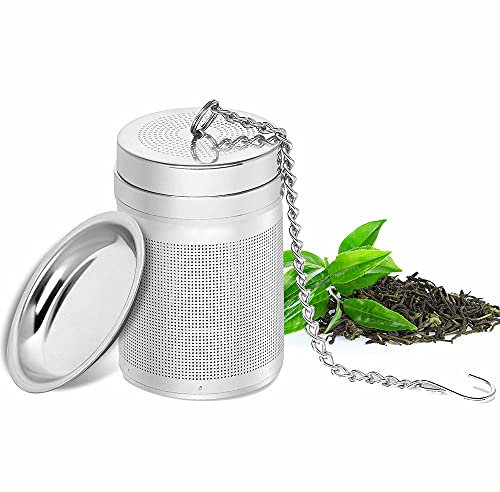 GLADICER Tee-Ei Teesieb für Losen Blatt-Tee 18/8 Edelstahl Extra Feinmaschiger Teefilter Gewürzstecher Tee-Eintreiber mit Verlängertem Kettenhaken Geeignet für Teekanne, Becher, Tasse 210601-1