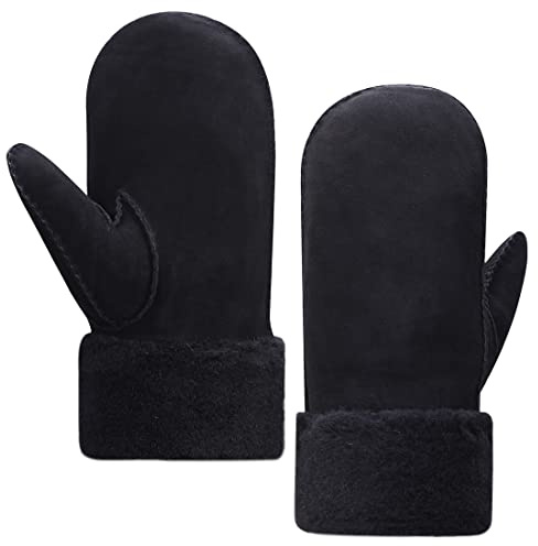 Harssidanzar Herren Schaffell beheizte Winter Fäustlinge Schwarz S KM042EU