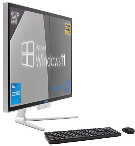 PC tout-en-un i5 jusqu'à 3,10 GHz 16 Go RAM SSD 240 Go + 2 To Windows 11 Pro | Écran 24 FHD Webcam intégrée WiFi BT LAN HDMI | Ordinateur fixe maison bureau école travail
