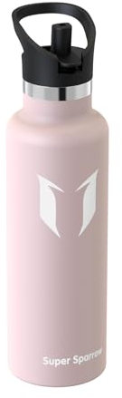Super Sparrow Water Bottle 750ml - FlipFlow Insulated Metal Water Bottles with Straw Lid - BPA-Free Kids Bottles Stainless Steel & Leakproof Thermal Flask - Ideal for Home, Office, Travel or Sports