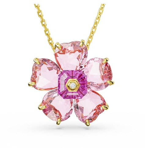 Swarovski Collana Idyllia, Fiore, Rosa, Placcato color oro