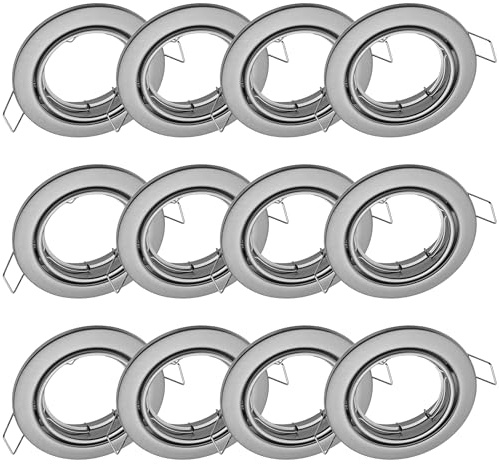 Oktaplex 12er Set Einbaustrahler Dijon für GU10 & LED-Module schwenkbar | 68 mm Lochmaß, Edelstahl gebürstet für Einbaulampe, rund