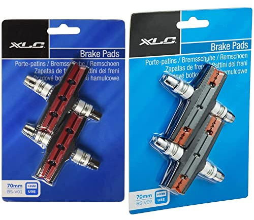 XLC Unisex – Erwachsene Bremsschuhe V-Brake BS-V01 4er Set 70 mm, Rot, Schwarz, One Size & XLC BSV09 Unisex – Erwachsene Bremsschuhe V-Brake BS-V09 4er Set 70 mm, Orange, Grau, Schwarz, One Size