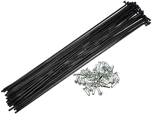 QUARKZMAN 40 Pezzi Raggi per Bicicletta a J da 14G con Nippli, Nero