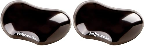 Fellowes Handballenauflage Crystals - Flexible Handgelenkauflage mit Gelfüllung - für Büro, Zuhause & Gaming - für Mauspad geeignet - schwarz (Packung mit 2)