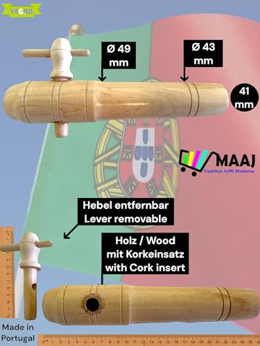ZAPFHAHN/PIPE/TAP FÜR WEINFÄSSER AUS HOLZ UND KORK VON 1 bis 225 Liter 10 verschiedene Größen - MADE IN PORTUGAL (12086 Spezial Ø min.=41mm)