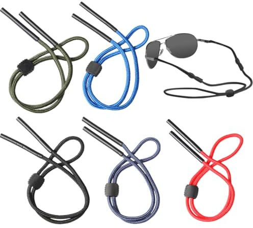 LAKJUOZ 5 Pezzi Cinturino per Occhiali Galleggianti, Cinturino per Occhiali Porta Occhiali da Sole Anti-Smarrimento Cinghie per Occhiali per Sport Acquatici Canottaggio Kayak Surf Uomo Donna