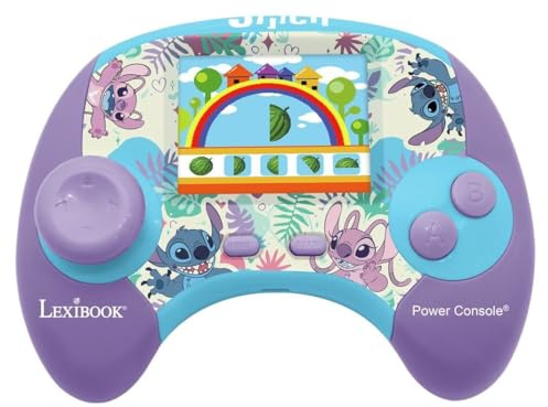 Lexibook Disney Stitch Power Console® – Lernspielkonsole zweisprachig Französisch/Englisch mit 100 Aktivitäten, JCG100i1, Violett/Blau