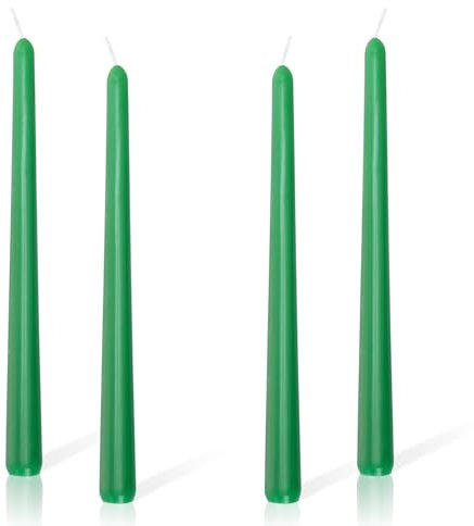 Spitzkerzen Grün, Höhe 25 cm ø 2,2 cm Brenndauer 7 Stunden Kerzen für Hochzeit Chanukka Halloween Valentinstag Weihnachten Geburtstag Party Dekoration 4 Stück