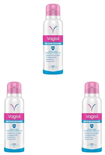 Vagisil Desodorante Íntimo Femenino En Spray, Uso Diario Sin Alcohol, 24Hrs De Protección Contra El Olor, 125 ml (Paquete de 3)