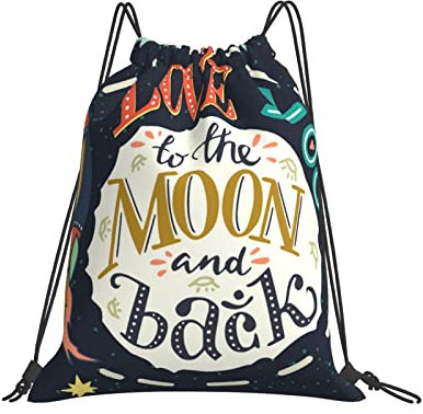 Turnbeutel Mit Kordelzug Ich Liebe Dich Bis Zum Mond Und Zurück Rucksack Mit Kordelzug Bedruckt Reiserucksack Multifunktionaler Klapprucksack Für Outdoor, Mädchen, Schwimmen, 36X42Cm