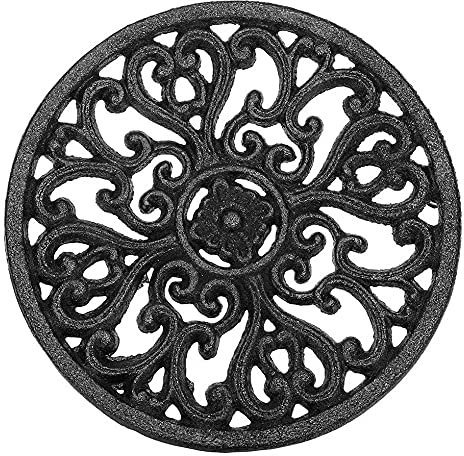 Solimery Salvamanteles Redondos de Hierro Fundido de 6,7 Pulgadas de Hierro con Aislamiento TéRmico, Agarraderas Antideslizantes para la DecoracióN de la Mesa de Comedor de la Cocina