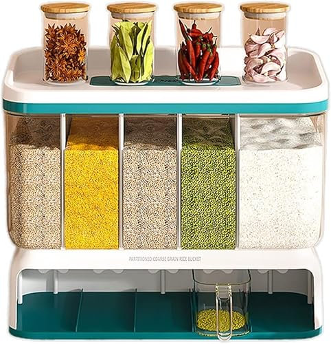 Dispensador de Alimentos Secos montado en la Pared, Cubo de arroz de 10 kg/22 LB, Organizador de Granos de Cocina, Adecuado para arroz, Frijoles, Perlas aromáticas para Ropa
