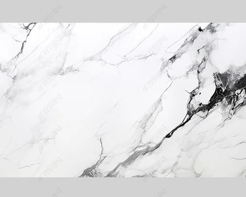 MZOwallpaper Papier Peint Intissé Marbrage Blanc Poster Tableaux Muraux Tapisserie Photo Trompe L'Oeil Salon Chambre Art Mural 400Cm(L) X280Cm(H)