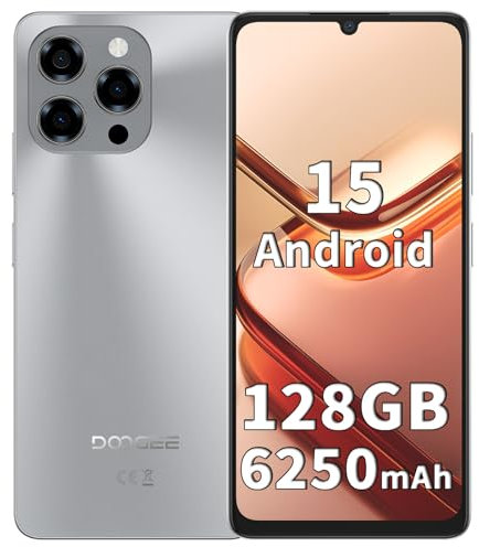 DOOGEE Note 58 Smartphone Débloqué 4G, Android 15, Batterie 6250mAh, 32Go RAM+ 128Go ROM, Écran 6.75” 90Hz, Téléphone Portable, Caméra AI 16MP, NFC, Dual SIM, Face ID