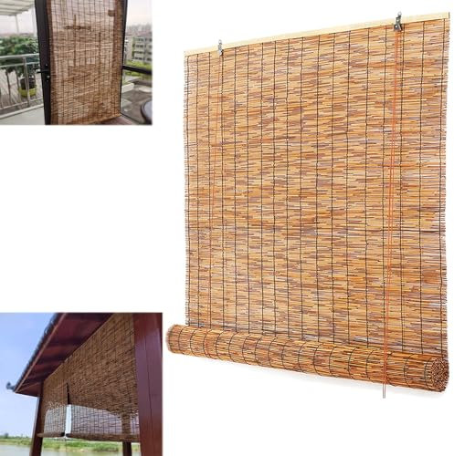 Tende da sole in bambù for patio, avvolgibili for esterni, for giardino, patio, balcone, tende for arredamento della casa, tenda a pacchetto, con tirante laterale for finestre e porte(140 x 135 cm ( 5