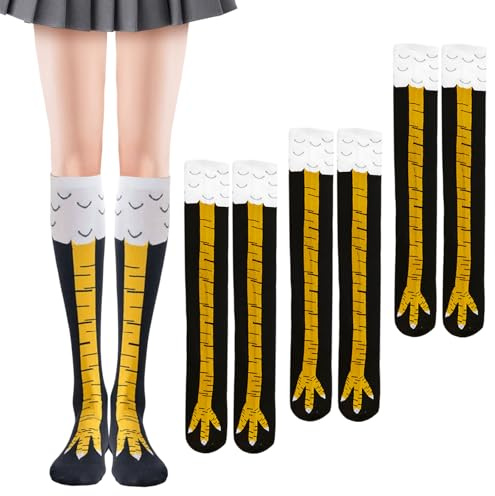TUONYIS 3 Paires Chicken Leg Socks, Chaussettes Pattes de Poulet, Chaussettes amusantes pour adultes Jambes de Poulet Chaussette Rigolotes Costume de poulet pour Hommes Femmes Taille unique (Noir)