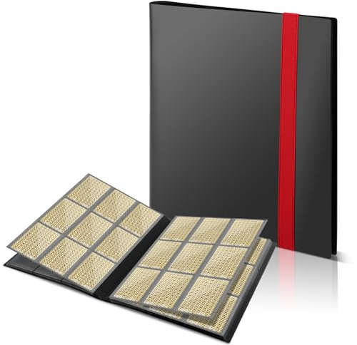 Album Cartas, Album Cromos para 360 Cartas, Álbum de Cartas Coleccionables, 9 Bolsillos Magic Card Binder Transparente e Impermeable (Negro)