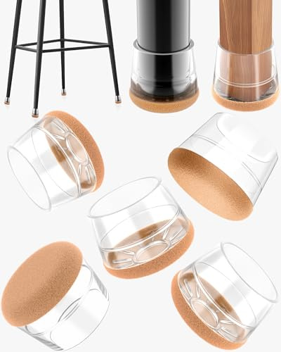 Yomanta 24 PCS Chair Leg Floor Protectors Clear Silicone Chair Leg Caps, Furniture Leg Covers for Hardwood, Scratch Protection, Noise Reducing Furniture Feet Protectors(L 32-36mm)
