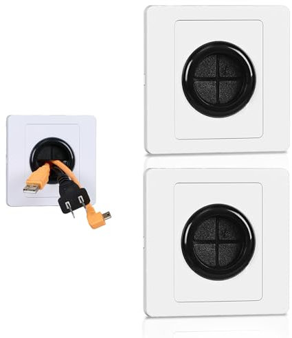 Cable Entry Cover - TRACOMPAN 2PCS Wall Cable Cover for TV Setup/Home Office | Adjustable Cable Hole Cover Wall for Covering Outlets, Receptacles and Tidying Cords