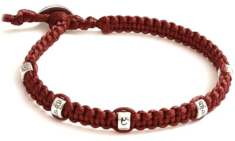 Samsara Bracciale 7 Nodi Rosso o Nero [CON ARGENTO 925, REGOLABILE] Bracciale Kabbalah, Braccialetto Portafortuna - Protezione e Fortuna - Unisex