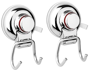 POPETPOP Gancio a Doppio Gancio Ventosa in Acciaio Inox 304, 2 Pezzi | Installazione senza Fori, Argento, Portata Massima 5kg, per Frigorifero e Parete Liscia in Piastrella