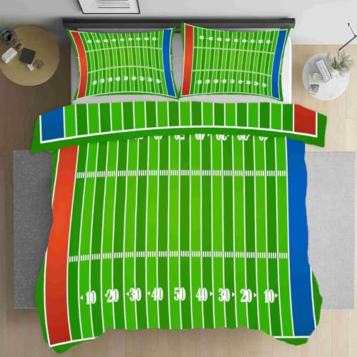 PUOJIEAT Copripiumino Singolo Football Americano, Morbida Microfibra Biancheria da Letto Reversibile Stile Americano Calcio Copripiumini 150x200 con 2 Federe 50x80 cm 3D Copripiumina Set r.543