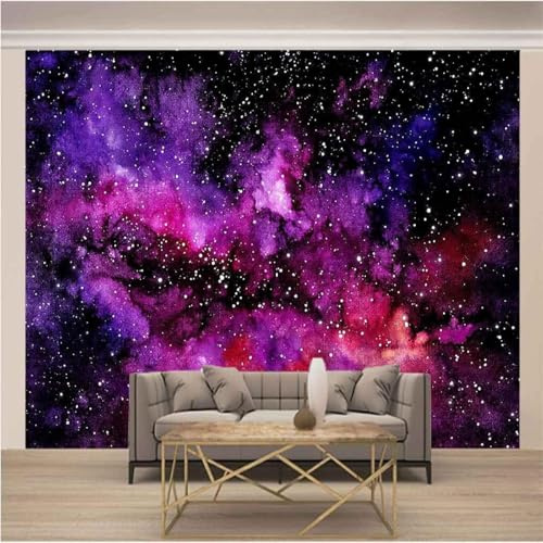 XLMING Étoile Simple Et Esthétique Galaxie Violette 3D Papier Peint Luxe Décoration Manger Adulte Intérieure Salon Canapé Chambre Fond TV Mur-150cm×105cm