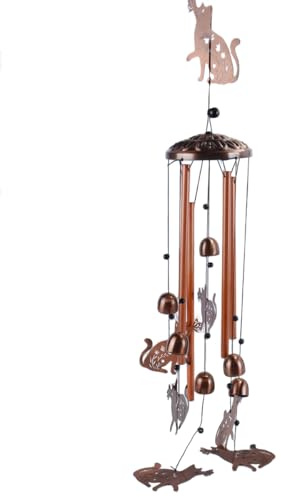 Durlo Carillon Éolien En Métal Pour Animaux De Compagnie, Idéal Pour La Décoration De Jardin, Intérieur Ou Extérieur, Idéal Pour La Maison, 96 Cm De Haut (chat)