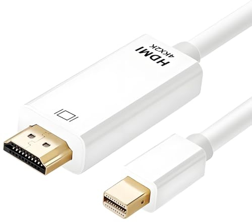Leloco 4K Mini DisplayPort a HDMI Cable 2K 60Hz,1080P@120Hz, Thunderbolt 2, Mini DP a HDMI Cable para MacBook Pro, MacBook Air, iMac, Surface Pro Más Blanco (1,8 m)