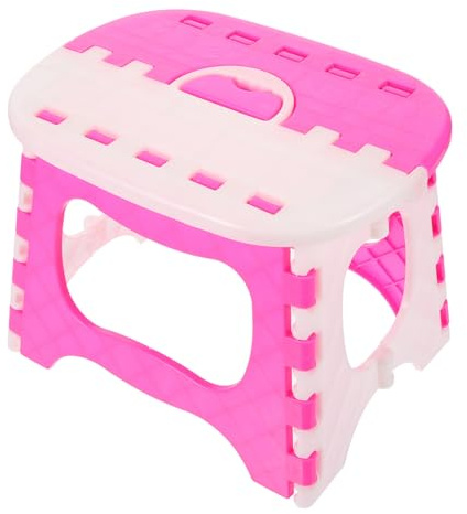 SWOOMEY Portable Folding Step Stool Plastic Fishing Stool Pink Lightweight for Kids Outdoor Garden Bath Use