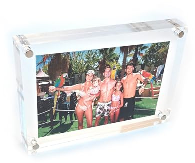 Portafoto Acrílico Magnético visible a Doble Cara 20mm de grosor - 15x10cm pack de 3 - Fabricado con Metacrilato Transparente para Fotos e Imágenes – Perfecto para Escritorio, Habitación y Oficina