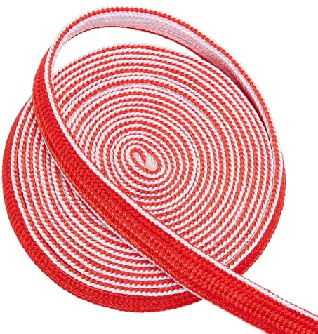 OLYCRAFT 3m Corda per Avvolgimento Ito Sageo Corde di Seta Rosse e Bianche Corde per Impugnatura Della Spada 1.4cm per Spada Da Samurai Giapponese Fai Da Te Fodero Impugnatura Tsuka Corda Decorativa
