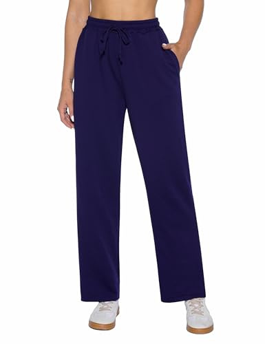 Demegimi Women’s Joggers Sweatpants Straight Leg High Waisted Ladies Tracksuit Bottoms with Drawstring for Casual Lounge and Sports