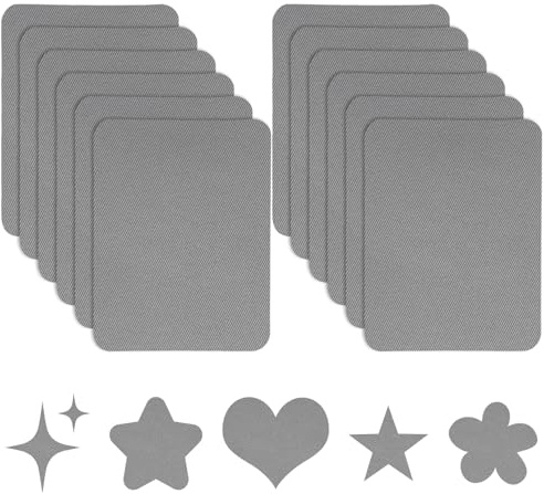 12Stück Jeans Flicken zum Aufbügeln Innen,Bügelflicken Bügel Patches Kinder Aufnäher Erwachsene Selbstklebender Stoff Aufkleber Kleidung Iron on Repair Patch Bügelvlies Reparatur,Textilien (Grau)