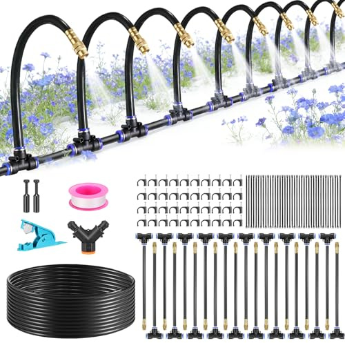 GoldOars Gardena bevattningssystem, bevattningssystem 20 m med dimfunktion, automatisk spraydimkylnings- och bevattningsset för trädgård, växthus, terrass, balkong